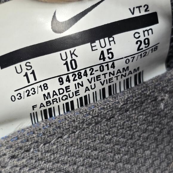 Nike Air Vapormax Flyknit 2 Shoes Mens 11 Dark Gray Chrome Athletic Sneakers